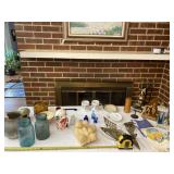 Attic box with blue Ball jars, blue bottle, old