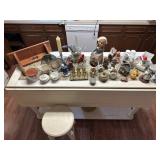 Delft Blue Figurine, brass goblets & More