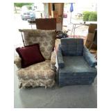 White rocking reclining chair and blue chair