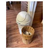 Trash can and basket with baggies in it