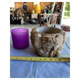 Agate and other crystal flower pot