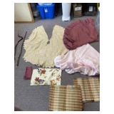 Round table cloths, place mats, handmade shaw and