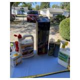 Car wash brush, shams, light bulbs, weed & grass
