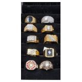 10 Rings size 12, gemstones, cubic zirconia,