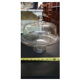 Clear glass cake plate w lid