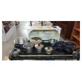 Pots and pans includes revere ware, farberware,