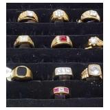 10 rings, size 12 , gold electroplate,  HCR,