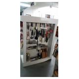 4 sided display cabinet w contents mostly kitchen