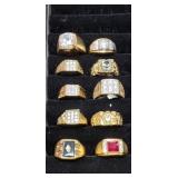10 Rings size 12, gemstones, cubic zirconia,