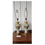 2 1950s Table Lamp Ceramic Porcelain Stella