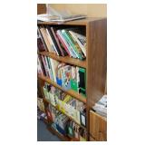 5 ft. Bookshelf w contents sewing books, garden,