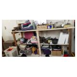 Wooden storage shelf w contents , Stanley