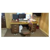Computer , desk, chair, fan, phone, lsmp not