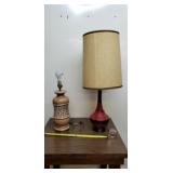 MCM porcelain weaved lamp, art Deco  black and