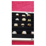12 Rings, gold and Silver tone, rhinstone ,