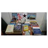 Assortment of books, teain, small engine repair