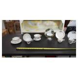 Vintage cups and saucers , Iridescent,