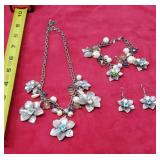 Costume NECKLACE,bracelet and earrings, SILVER