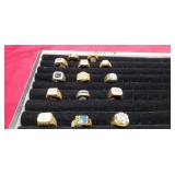 Goldtone rings size 11, rhinestones , diamond