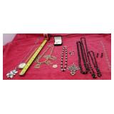 Silver , gold tone , beaded necklaces, locket,