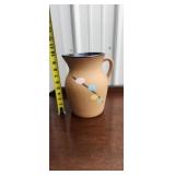 Vintage Pottery Pitcher Artisan Pinched Spout 6