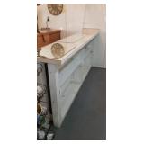 8ft x 41x 19 in display shelf wooded, attached to