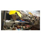 3) 4ft adjustable shelving units w contents