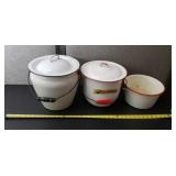Enamel-ware pots w lids