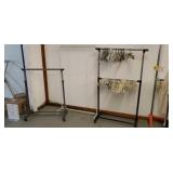 3 clothing racks 2 adjustable,  2 on wheels