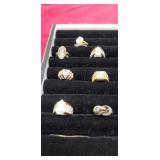 Womens size 7 rings ,gold tone , rhinestone
