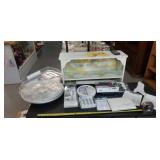 Wedding supplies, most sealed, cake and knife