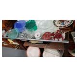 Glass Christmas platters , plastic fish serving