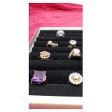 7 womens rings size 7 gold tone rhinestone
