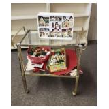 Brass & Glass Serving Car Full Of Christmas
