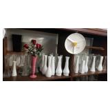 Vases includes milkglass , mouse plate