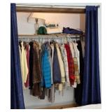 4 panels of navy blue curtains,  contents,