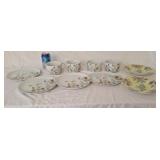 Floral garden scene cups and saucers