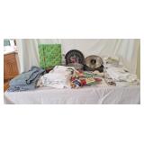 Aprons, dish towels, green casserole dish holder,