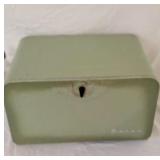 Mid-century vintage avocado green metal bread box