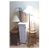 Side table, lamps, stool, basket and more