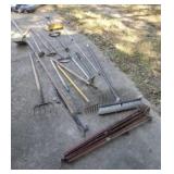 Wagon jack, shovel,water hose wands and more