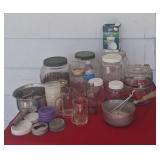 Canning supplies,  vintage jars, Ball plastic