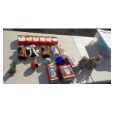 Plastic tote of Christmas decorations
