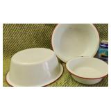 3 Enamel Ware Pots