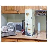 Toilet paper wood storage organizer,  clock,
