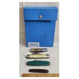 Knifepak Case with 4 Assorted Pocket Knives