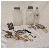 Vintage mason jars with zinc lids and antique