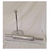 Chrome rolling pin and umbra paper towel holder
