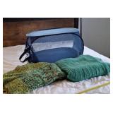 Lap afghans and collapsible laundry basket