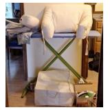 Ironing board, irons, back pullow, storage bags